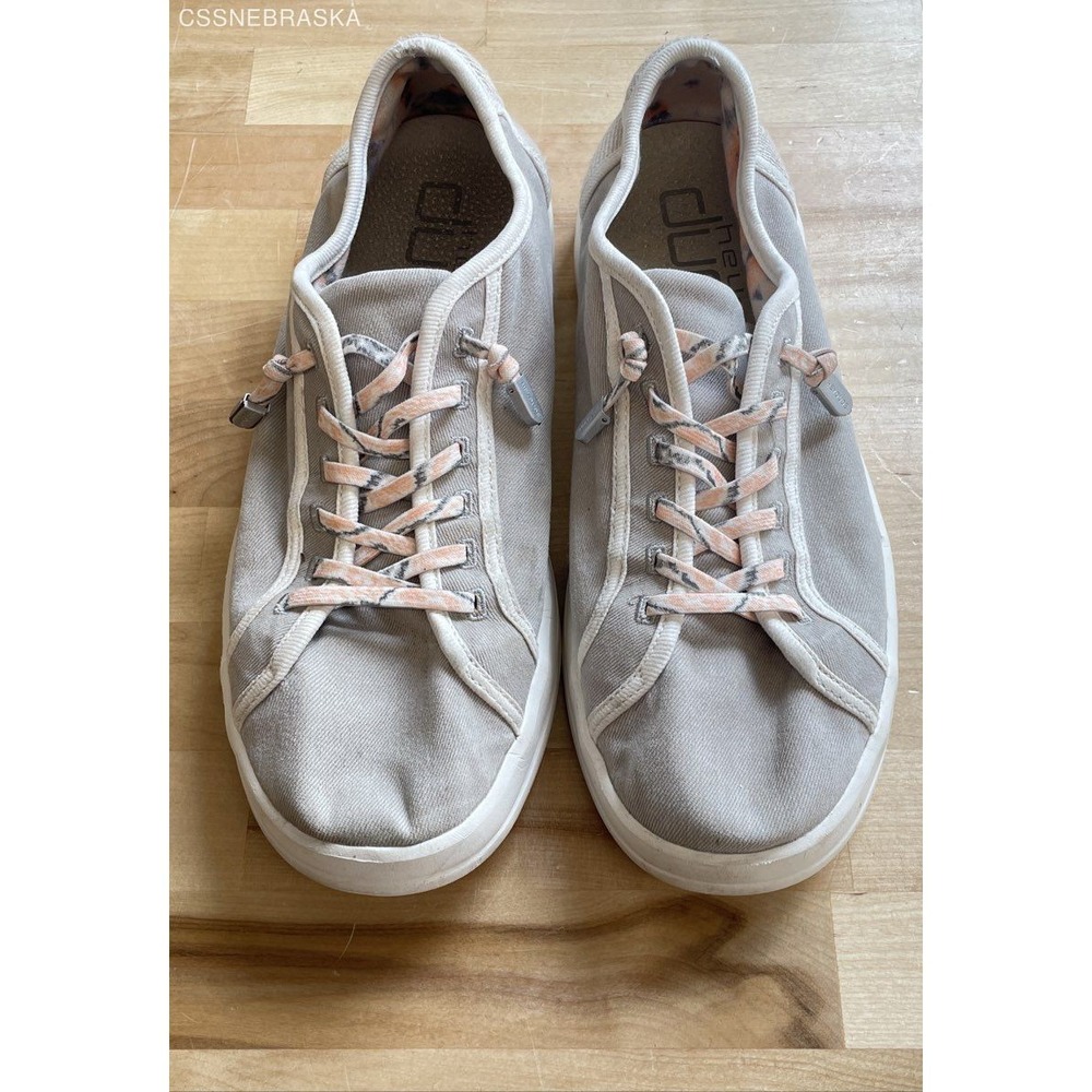 Hey Dude Karina Joy Stone Grey Canvas Slip On Sneakers Women's Size 10
